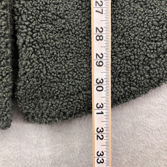 Good American Team Cardinal Oversized Sherpa Shacket Size 0 Green Hidden Button - Picture 10 of 16